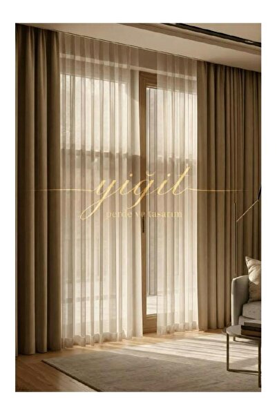 1240 Beige Color 1/3 Frequent Pleated Island Background Curtain.