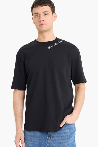 DeFacto 100 % Baumwolle, Boxy Fit, Rundhalsausschnitt, bedrucktes Kurzarm-T-S...