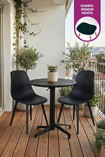 VİLİNZE Tilia Plastik Bahçe Balkon Bistro Seti Katlanır Masa 60*60 cm