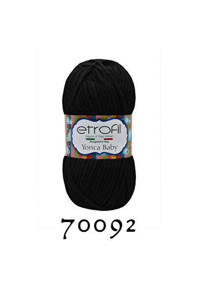 Etrofil Yonca Baby Velvet Knitting Yarn Black 100% Polyester 100g 120m (70092)
