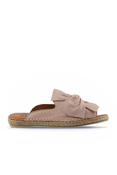 Bueno Shoes Pembe Deri Kadın Espadril Terlik 01wn1632