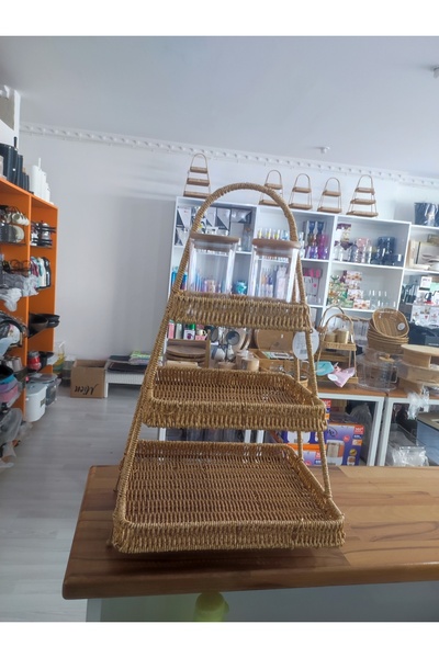 Sele Home MİEN Yeni Nesil Rattan 3 Katlı Çok Amaçlı Organizer