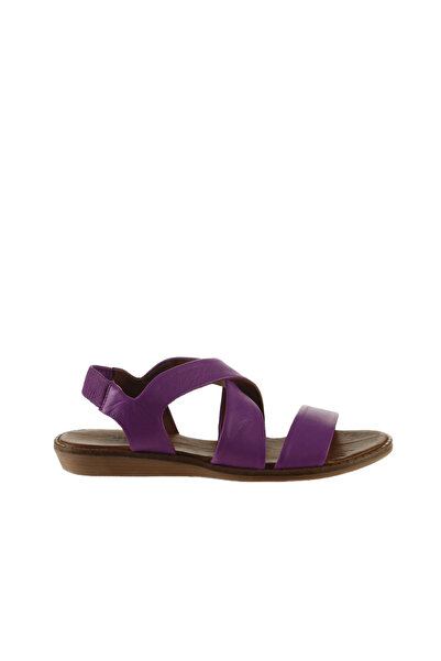 Bueno Shoes Sandale plate de damă din piele lila 01wu8208