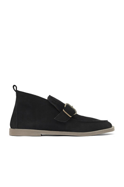 Bueno Shoes Μαύρες γυναικείες φλατ μπότες Nubuck 01wd4210