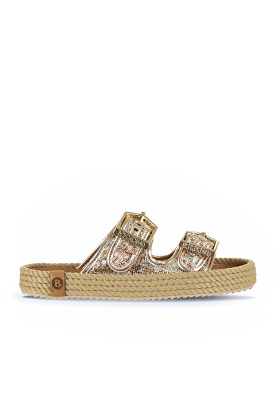Bueno Shoes شبشب سيدني بوغونوماد نسائي بإبزيم ذهبي من الشنيل - 24athens