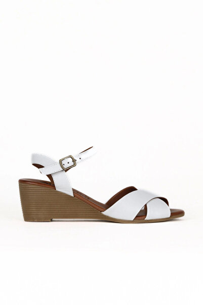 Bueno Shoes صندل نسائي بكعب عريض من الجلد الأبيض 01we4003