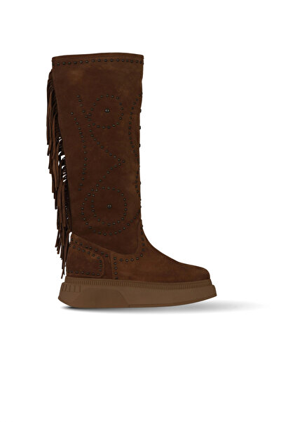 Bueno Shoes Taba Süet Kadın Düz Çizme 30wc5024599