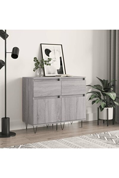 Concept Servante, 2 buc., gri sonoma, 40x35x70 cm, lemn prelucrat