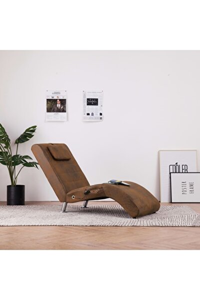 Concept Șezlong de masaj cu pernă, maro, piele întoarsă artificială