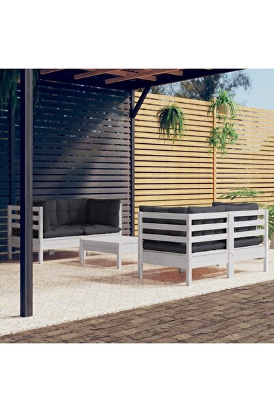 Concept Set mobilier de grădină cu perne antracit, 5 piese, lemn pin