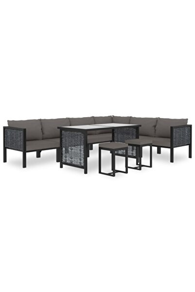 Concept Set mobilier de grădină cu perne, 9 piese, antracit, poliratan