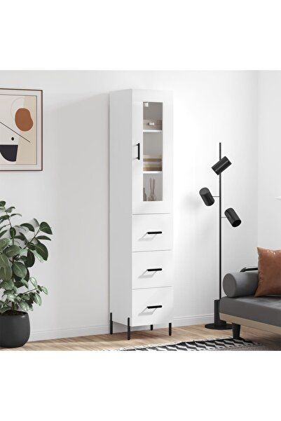 Concept Dulap înalt, alb, 34,5x34x180 cm, lemn prelucrat