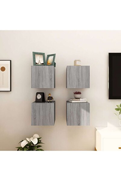Concept Dulap TV montaj pe perete, 4 buc., sonoma gri, 30,5x30x30 cm
