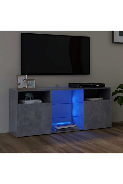Concept Comodă TV cu lumini LED, gri beton, 120x30x50 cm