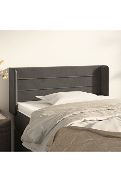 Concept Tăblie de pat cu aripioare gri închis 93x16x78/88 cm catifea