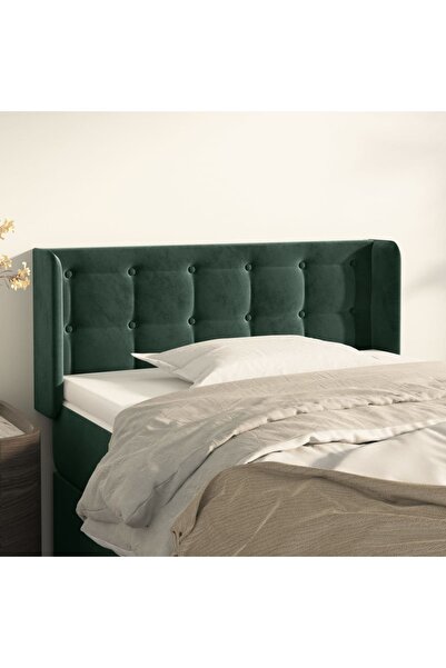 Concept Tăblie pat cu aripioare verde închis 93x16x78/88 cm catifea