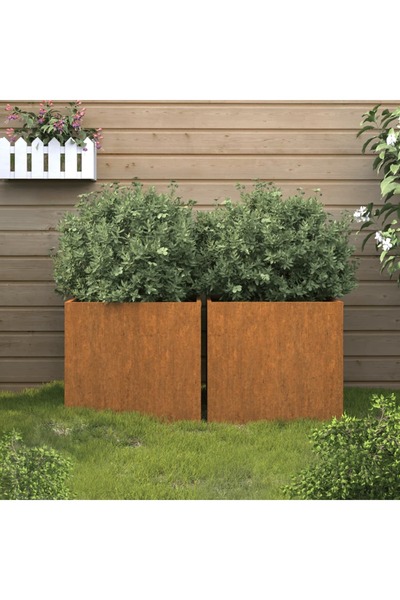 Concept Jardiniere, 2 buc., gri, 32x30x29 cm, oțel corten