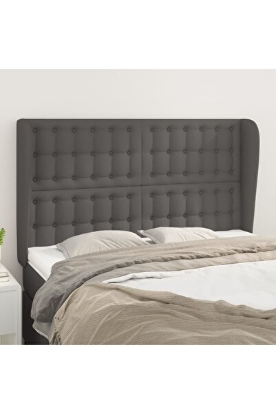 Concept Tăblie de pat cu aripioare gri 147x23x118/128 cm piele