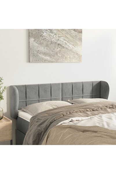 Concept Tăblie de pat cu aripioare gri deschis 147x23x78/88 cm catifea