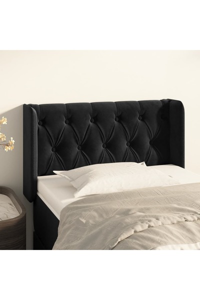 Concept Tăblie de pat cu aripioare negru 83x16x78/88 cm catifea