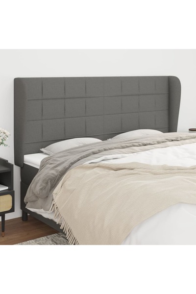 Concept Tăblie de pat cu aripioare gri închis 163x23x118/128 cm textil