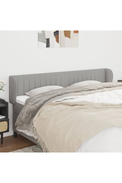 Concept Tăblie de pat cu aripioare gri deschis 183x23x78/88 cm textil