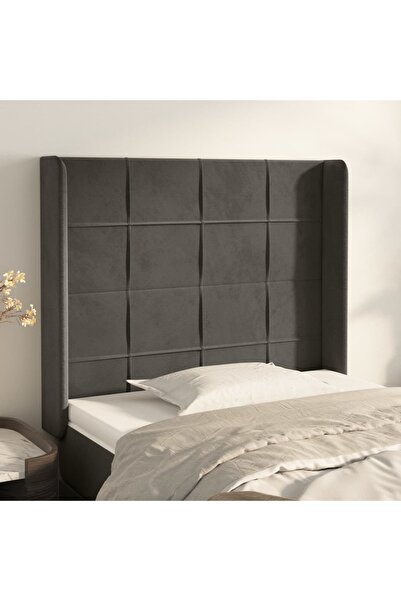 Concept Tăblie de pat cu aripioare gri închis 93x16x118/128 cm catifea