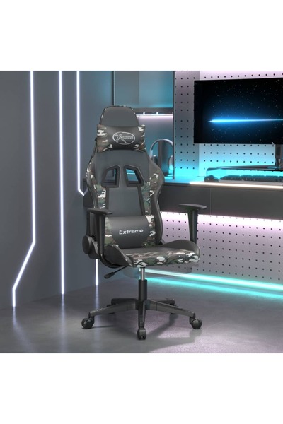 Concept Scaun de gaming cu suport picioare, negru/camuflaj, piele