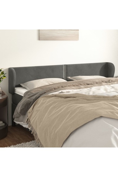Concept Tăblie de pat cu aripioare gri închis 203x23x78/88 cm catifea
