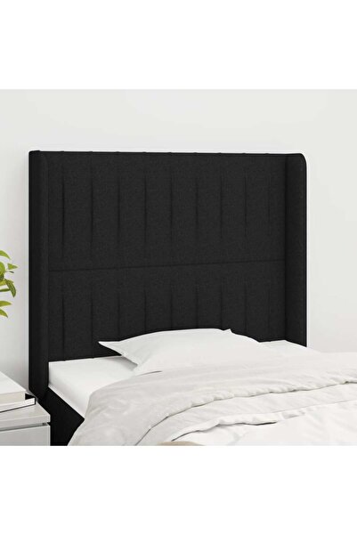 Concept Tăblie de pat cu aripioare, negru, 83x16x118/128 cm, textil