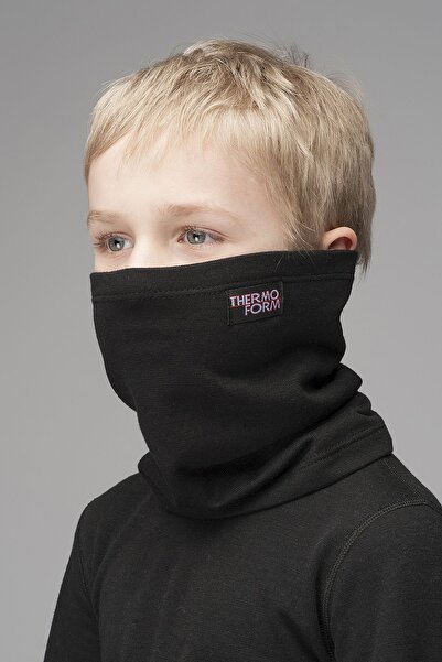 THERMOFORM Heavy Children's Unisex Cold-Proof Winter Neck Collar Face Mask Black