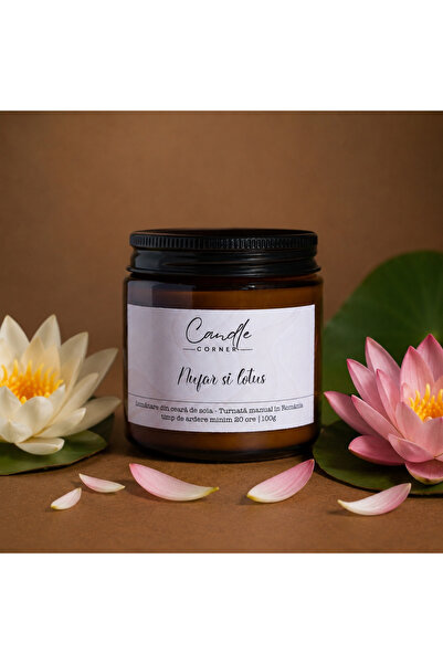Candle Corner Nufăr și Lotus – Lumânare Parfumată Fabricată din 100% Ceară de...