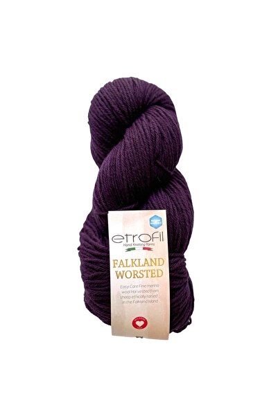 Etrofil Falkland Worsted pređa za pletenje, boja patlidžana, 100% vuna, 100g ...