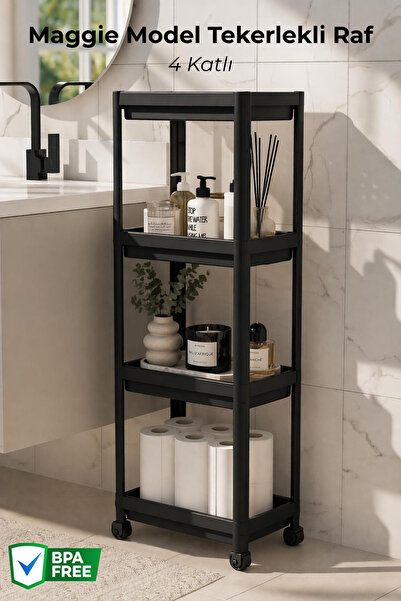 Nandy Home 4 Katlı Maggie Model Tekerlekli Düzenleyici Raf - Çok Amaçlı Organ...