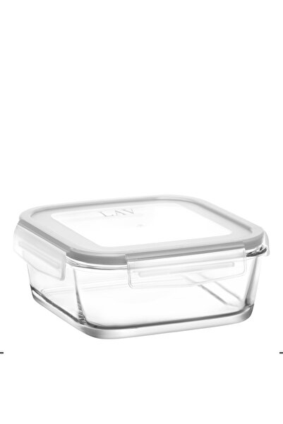 LAV Fresco Glass Storage Container Single Large Size 1150 ml Square White Loc...