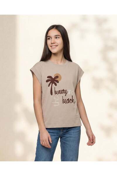 REDTAG Senior Girls Beige Extended Sleeve Boxy Top With Rope Detail