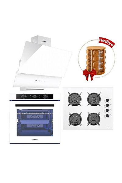 Luxell 88 Lt Platınum Beyaz Ankastre Set