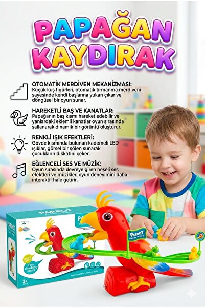Tıfıl Toys Oyuncak Pilli Işıklı Sesli Dön Dolaş Papağan Kaydırak