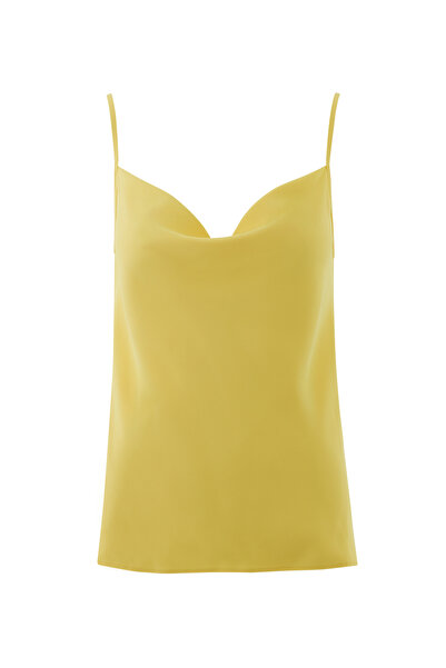 Degage Collared Yellow Blouse with Strap