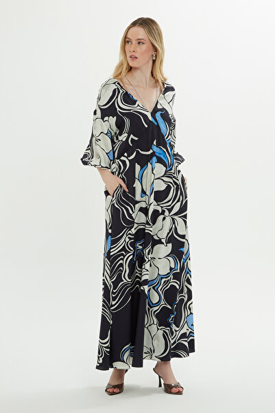 Half Sleeve Patterned Long Dress
