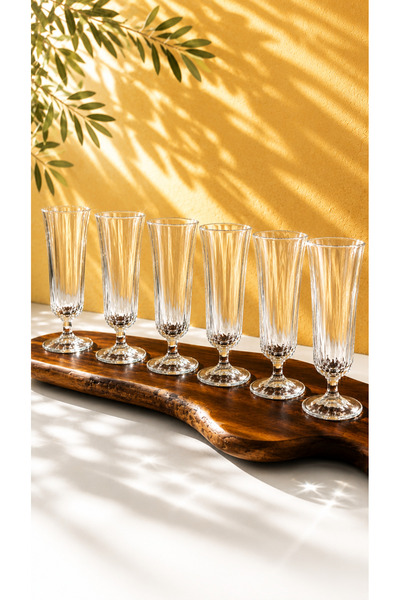 Maloria Flüt Kristal Parlak Kahve Yanı Bardağı | 140ml - 6'lı