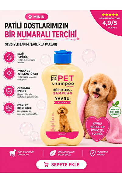 REMUVR Puppy Yavru Köpek Şampuanı 400 ml | Hassas Ciltler İçin Nazik Temizlik...