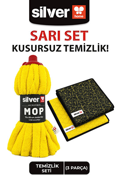SİLVER HOME Žuta serija velikih mopova, vrh 235 GSM + 2 kuhinjska krpa za čiš...