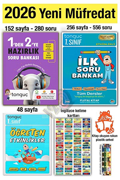 Tonguç Yayınları 1'den 2'ye Hazırlık Kitabı 1. Sınıf Soru Bankası Öğreten Etk...