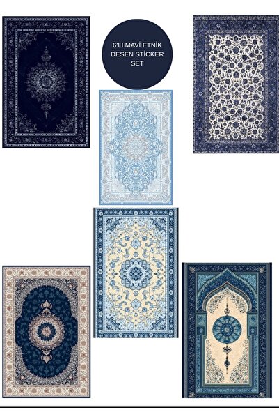 elviano Mavi etnik desen sticker (6'lı) 3ADET a4 BOYUTU - 3adet a5 BOYUTU
