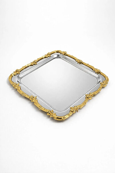 Bereketli Store Square Pink Tray |   Decorative Presentation and Serving Tray...