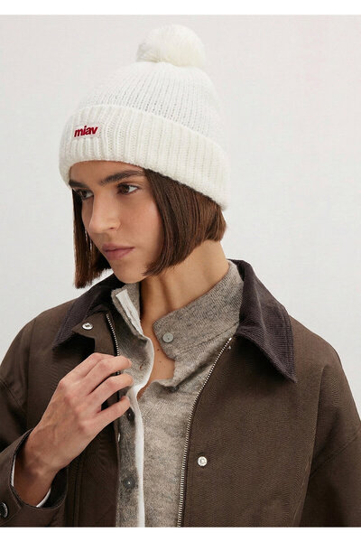 Mavi Miav White Beret with Pompom 1913311-620