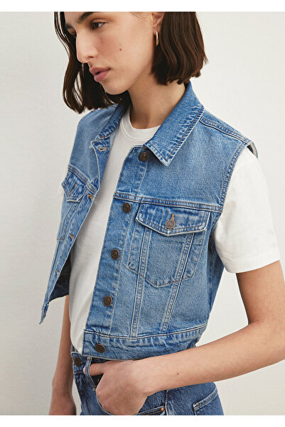 Mavi Vestă din denim Rona Classic, albastru indigo, croială scurtă / scurtă 1...