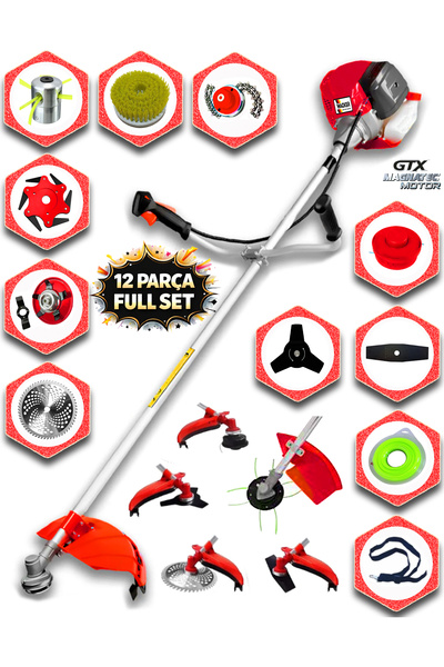 Wacker Pro Alman WR-480 FULL Hediyeli Set 8 İn 1 Yan Tipi Benzinli Motorlu Ot...
