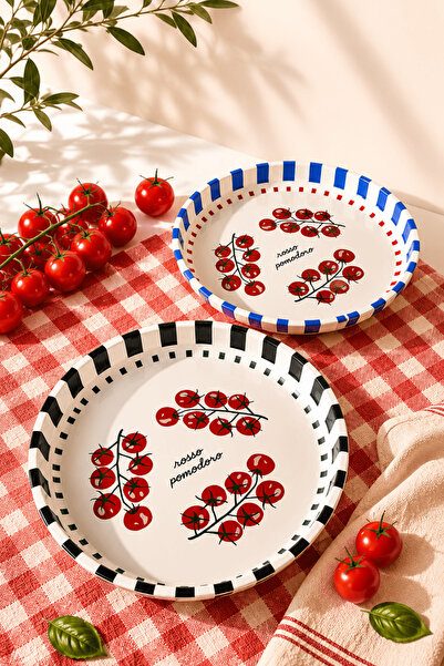 Sarkap Home 26 Cm Rosso Pomodoro 2'li Meyve Tabağı Seti